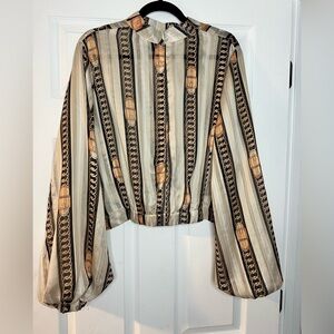 Gracia Beige and Black Patterned Top